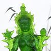 Coloured Glaze Mini Buddha Sculpture, Small Buddha Statue, Green Tara Bodhisattva, Amyokitesvara Incarnation Painted Buddha, 1Pc