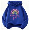 Autumn-Winter Fashion Rainbow Heart Birthday Print Children's Hooded Sweatshirt for Boys and Girls Retro Trendy Pullover Sweater