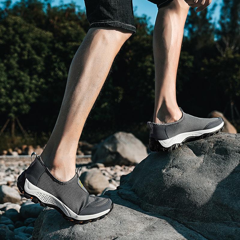Fashion Gray Summer Mesh Men Shoes Lightweight Sneakers Men Fashion Casual Walking Shoes Breathable Mens Hiking Shoes 2025 Fashion Shoes