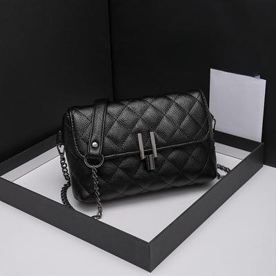 Versão Coreana Simples de Bolsa Feminina em Forma de Diamante Bolsa de Corrente de Ombro Cruzado Fashionável Fácil de Combinar Fivela de Fecho Bolsa Quadrada Pequena Bolsa Tendência