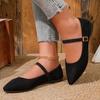 Scarpe Donna Suede con Cinturino Singolo Fibbia Punta Acuta Scollatura Bassa Piatte Taglie Forti