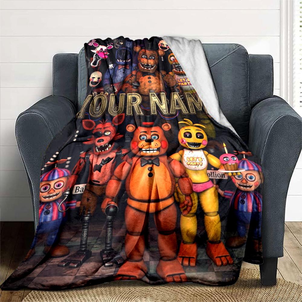 Name Custom FNAF Print Flannel Blanket High Quality Warm Comfortable Cover for All Seasons Perfect for Gifts Home Decor