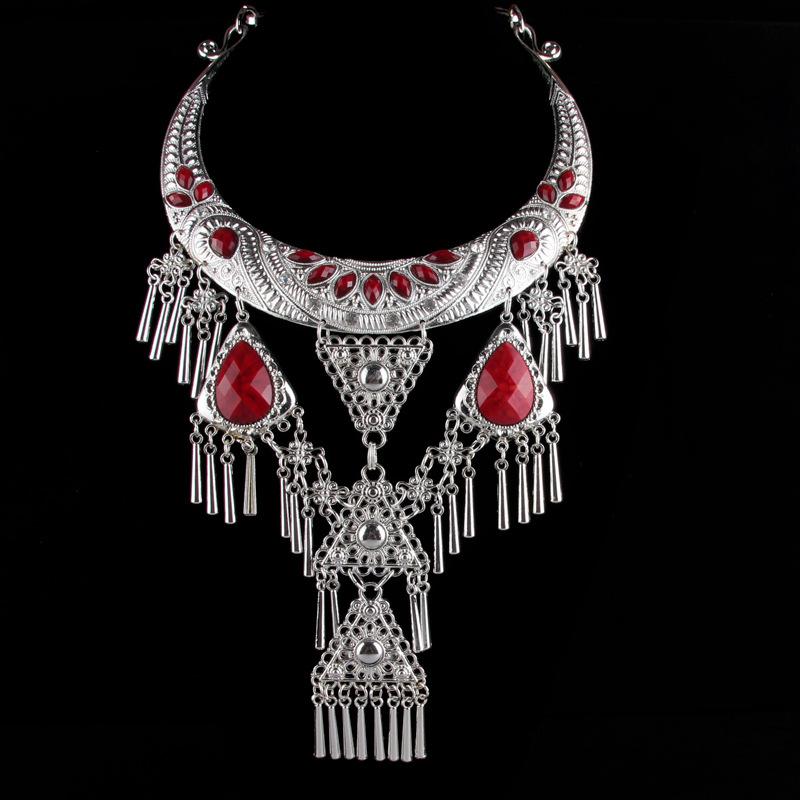 

Орхидея бабочка ретро этнический стиль серебро Мяо большое колье танцевальные украшения подвеска сценический аксессуары для ожерелья производитель оптом красный