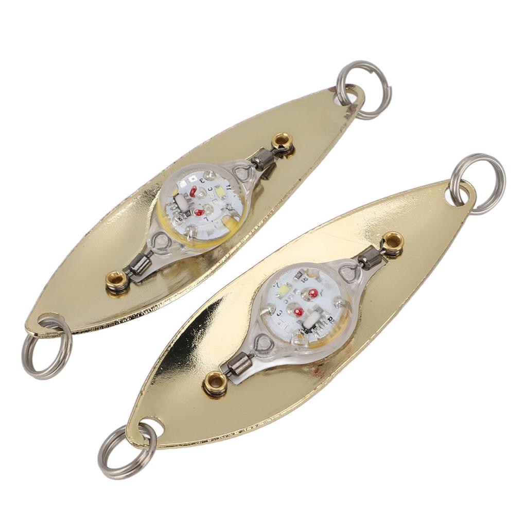 2pcs Fish Eye LED Fishing Lures Lighted Fishing Spoons Underwater Bait Flasher Deep Drop Light for