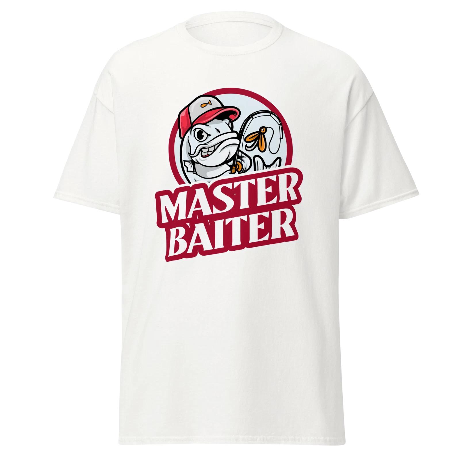 Master Baiter Mens Classic T Shirt Funny Cartoon Fish Fishing Graphic Tee S
