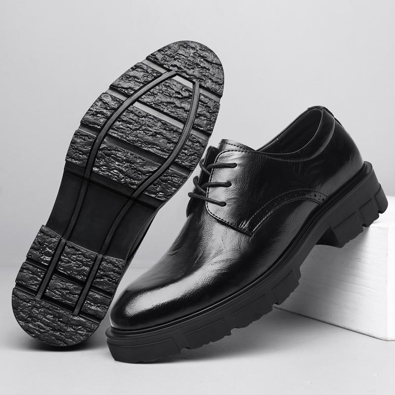 Inner heightening leather shoes men's 10cm8cm business dress Derby shoes leather breathable thick sole heightening groom men's shoes