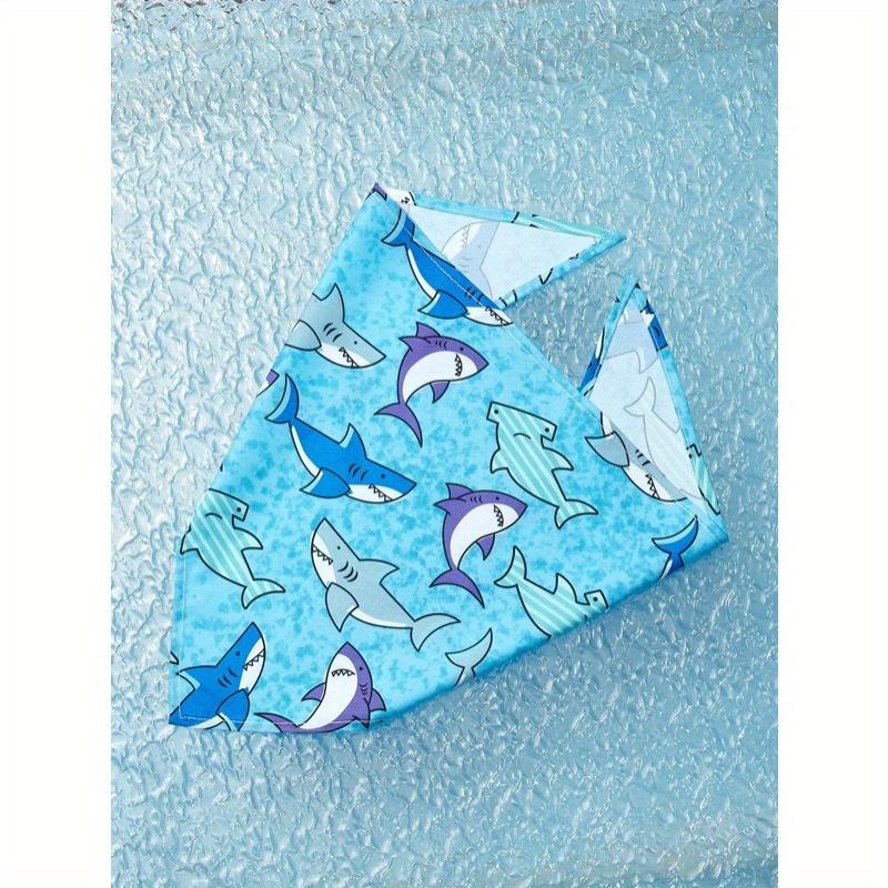 Fabric Pet Bandana With Shark Pattern Pet Kerchiefs, Adjustable Ocean Turtle Theme Pattern Printing Dog Triangle Bibs Scarfs, Suitable For Small