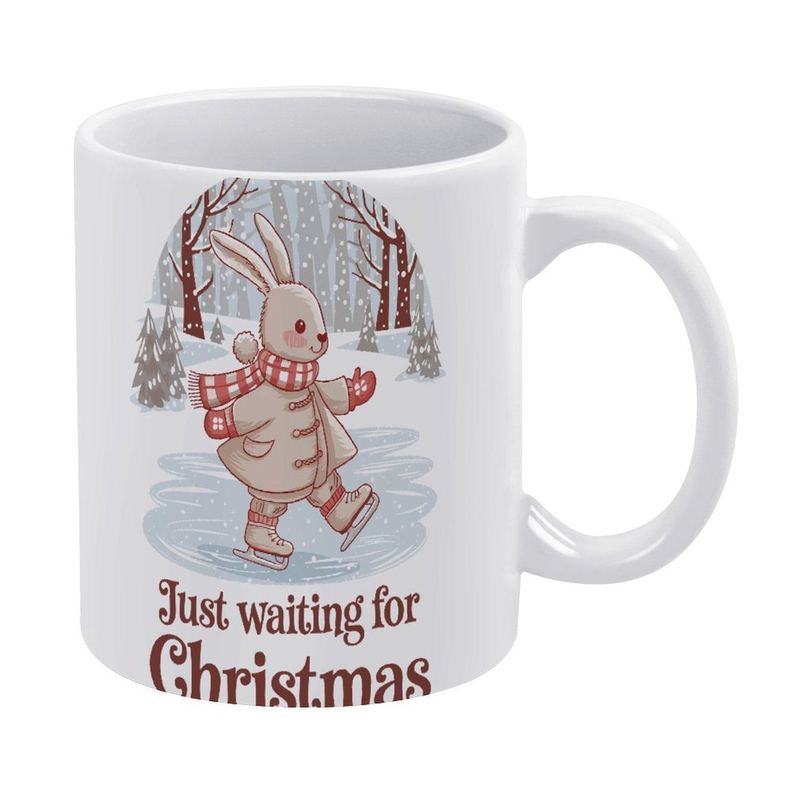 

11oz White Ceramic Mug with Double-Sided Design, Comfortable Handle and Glossy Finish for Hot Beverage Routines at Home or Work белый