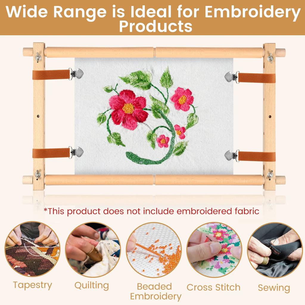 Embroidery Scroll Frame Wooden Cross Stitch Scroll Frame Rotated Adjustable Needlepoint Embroidery Tapestry Scroll Frame