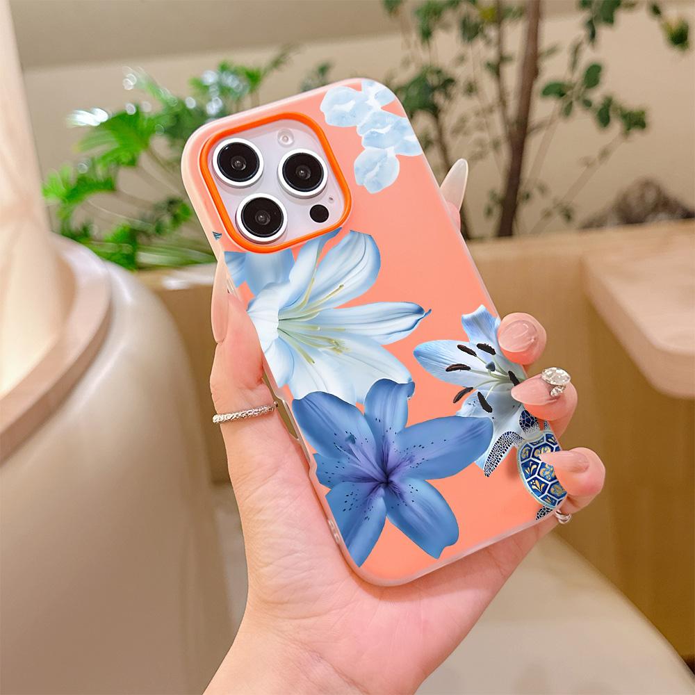 

Matte Candy 2 in 1 Phone Case for Redmi Note A5 A3 15 14 14C 13 13C 12 12C 11 A1 10 9T 9A 9 Pro 4G 5G Elegant Blue Lily Pattern Redmi A1