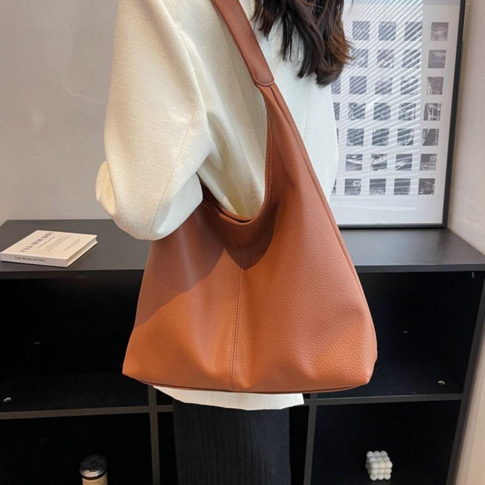 Tote Bag Large Capacity Handbag Korean Style Underarm Packs Casual Lichee Pattern Tote Bag Women