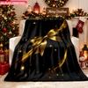 Blanket 1pc Golden Ribbon And Sparkles 2D-Printed Flannel Throw Blanket - Soft And Cozy Suitable for Use On The Sofa While Traveli