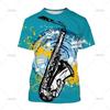 Saxophone Jazz Music T Shirt For Women 3D Print Summer Casual Round Neck Hip Hop T-shirt Short Sleeves Tops Tee Clothes