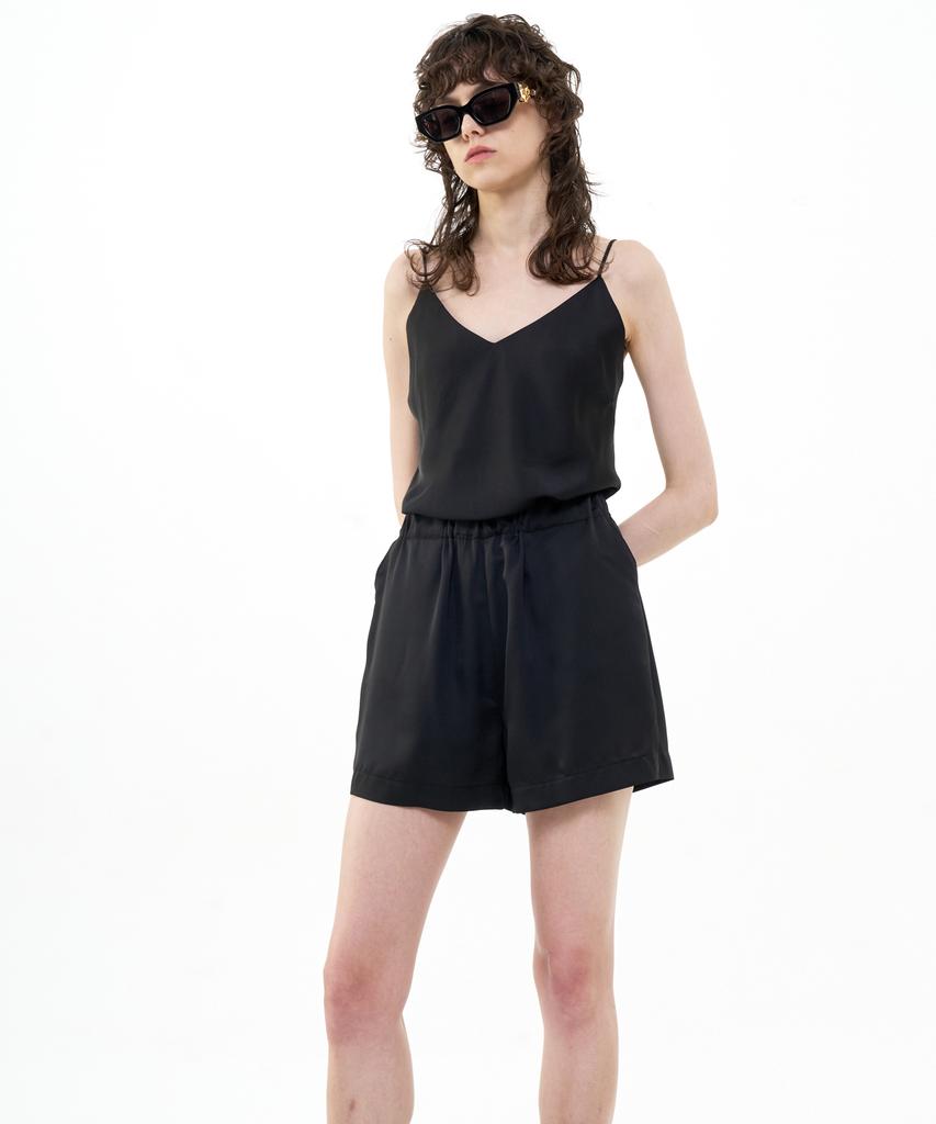 Bikwaieos Banded Satin Shorts_Black