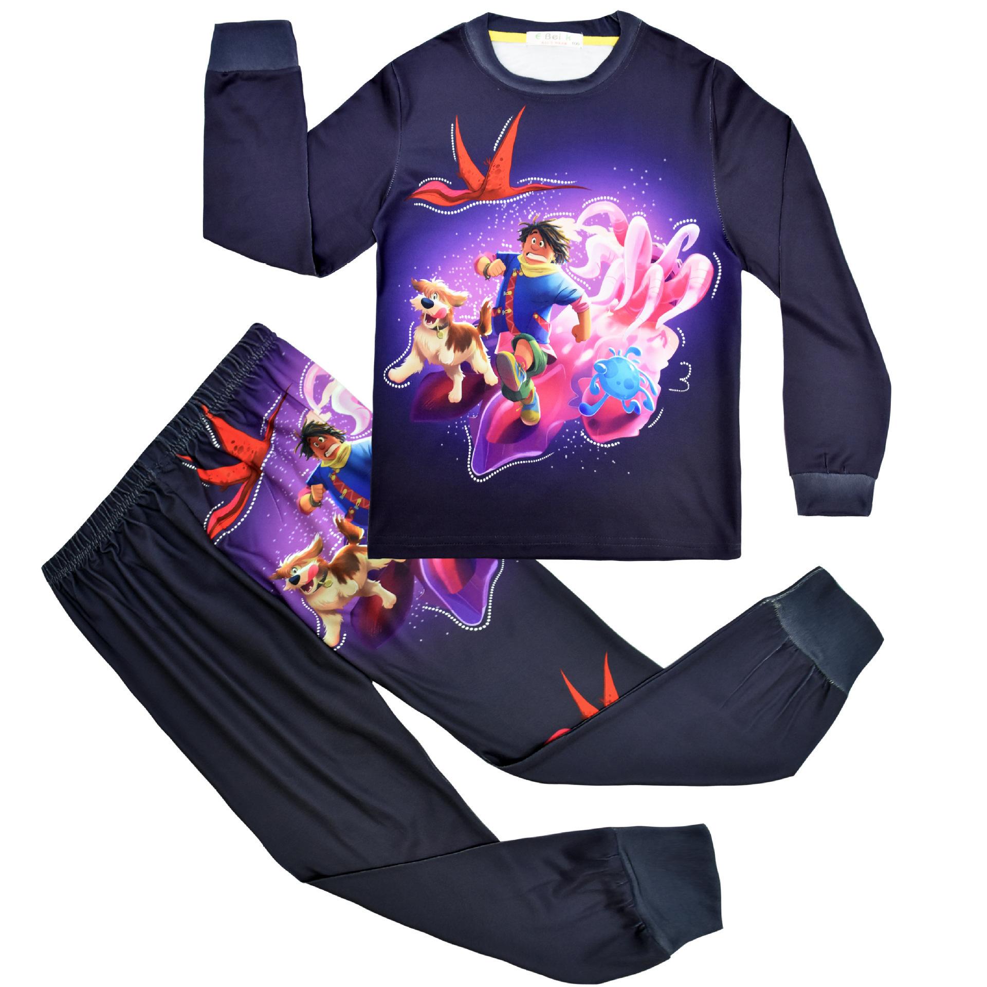 Cartoon Digital Printing Clothing Children S Long-Sleeved Loungewear Pajamas Set 7055 110
