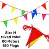 Colorful Triangle Flag Bunting 100M 150 Sides Reusable Polyester Banner for Garden Patio Holiday Party Outdoor Decor