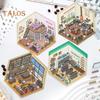 4Pcs DIY Scene Stickers 3D Miniature House Stickers Set Reusable Easy To Use DIY Projects Bookstore Scene Stickers