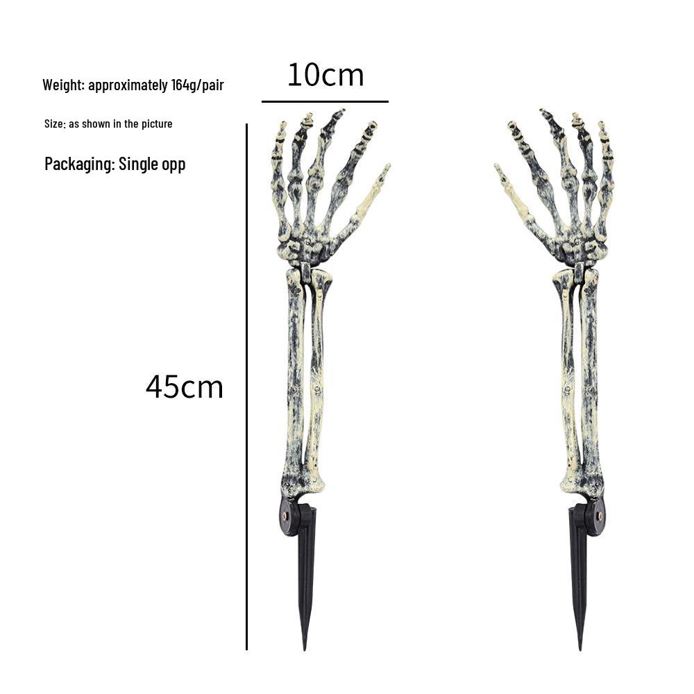 Halloween Skull & Skeleton Stake Set: 3-Piece Hand Bones & Head Decoration for Festive Props