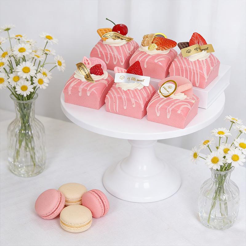 6pcs Lifelike Fake Cake Model Artificial Cake Food Pink Decor for Home Kitchen Bakery Display & Photography Props Fridge Magnet