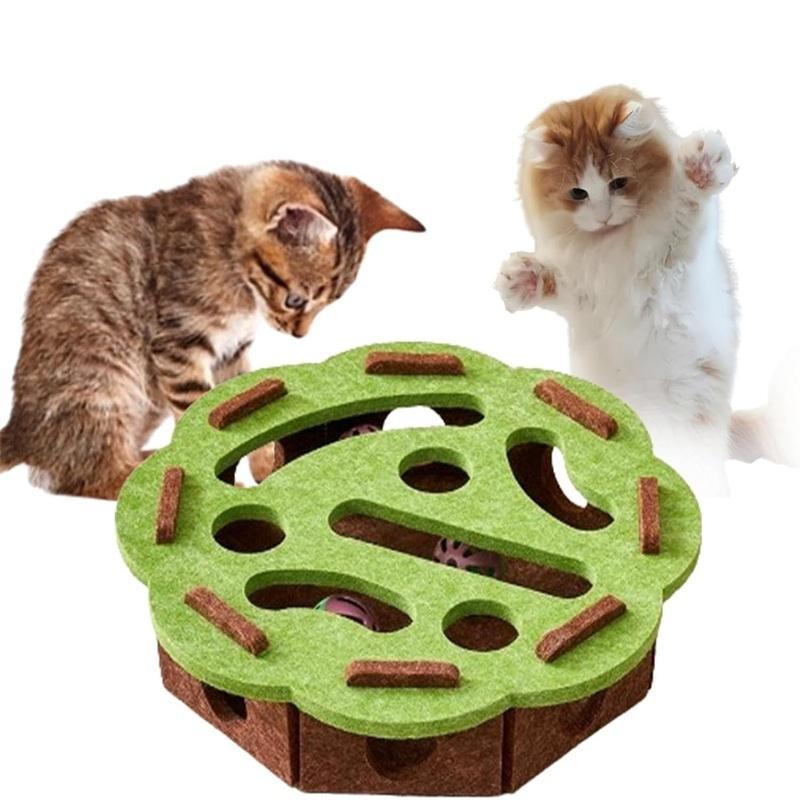 1 PCS Felt Cat Toy Maze Box Interactive Puzzle Game With 2 Balls For Indoor Cats Hunting Exercise Self Play Scratch Resistant