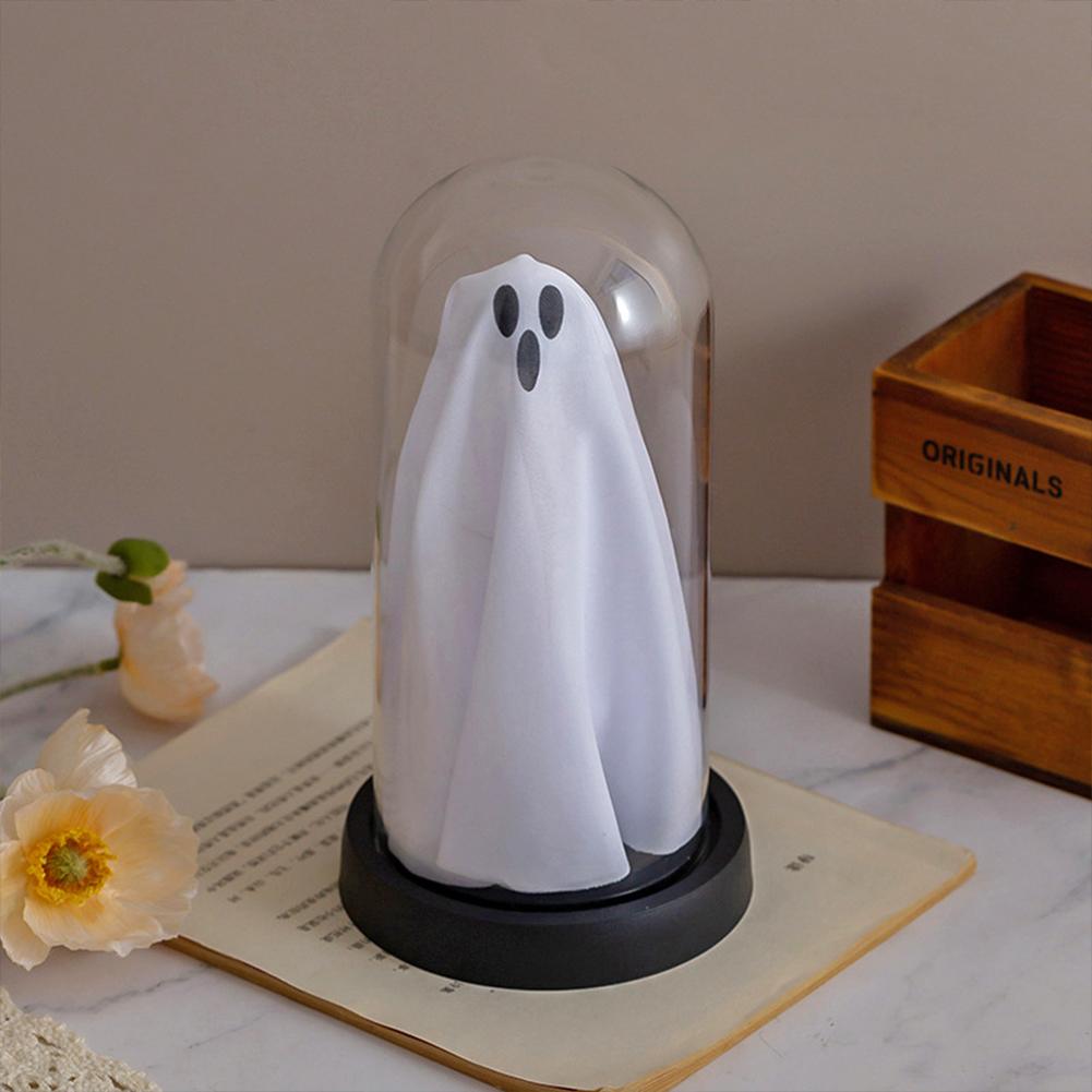 Halloween Decor Light Up Ghost in Plastic Cloche Halloween Decorations Indoor Halloween Ghost Night Light for Home Decorations