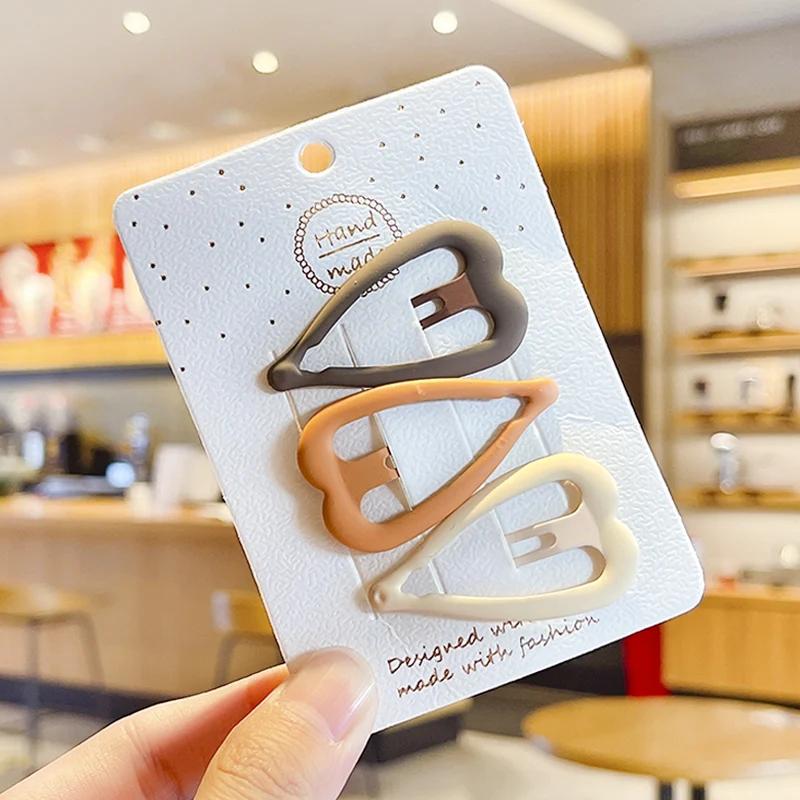 3/4 Pcs/Set New Women Girks Vintage Frosted Geometry Ornamentr Hair Clips Adult Lovely Alloy Hairpins Female Hair Accessories