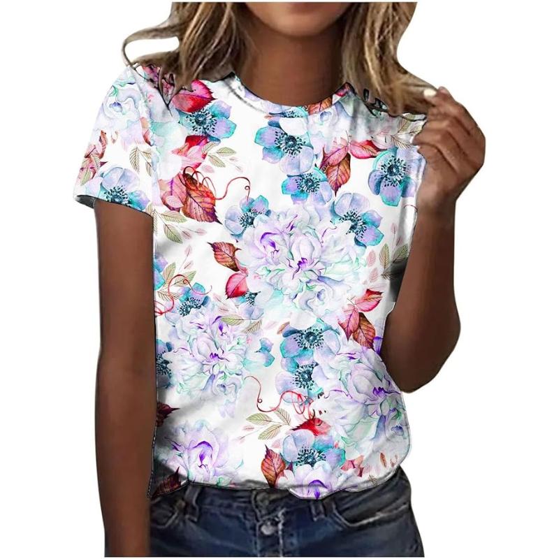 Stylish Loose Short Sleeve Printed Women's Top Comfortable T-Shirts Women’s