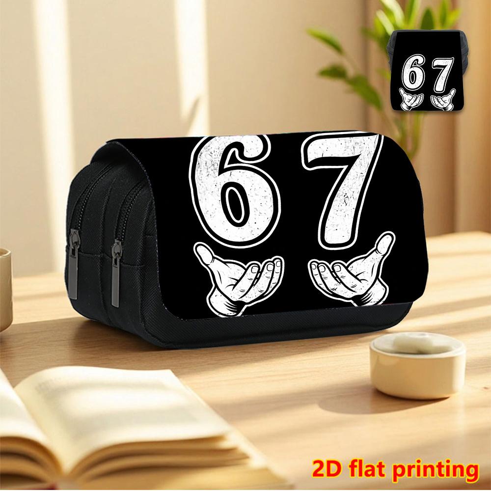 1pc 1pcs No. 67 Double-Layer Flip-Top Pencil Case Suitable for School & Travel - Large Capacity Multi-Functional Organizer with Double-Layer Compartme