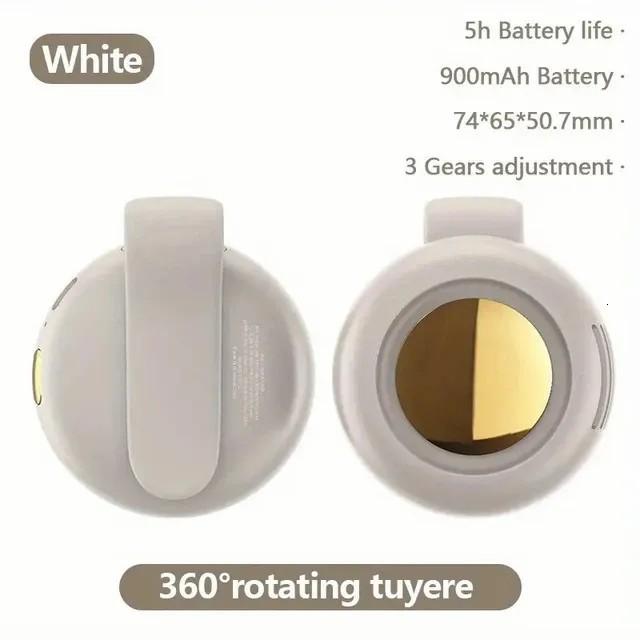 

Портативный мини-вентилятор с зажимом для воротника, перезаряжаемый, регулируемый на 360°, вентилятор для кемпинга, тихий беспроводной электрический вентилятор, высококачественные небольшие вентиляторы белый