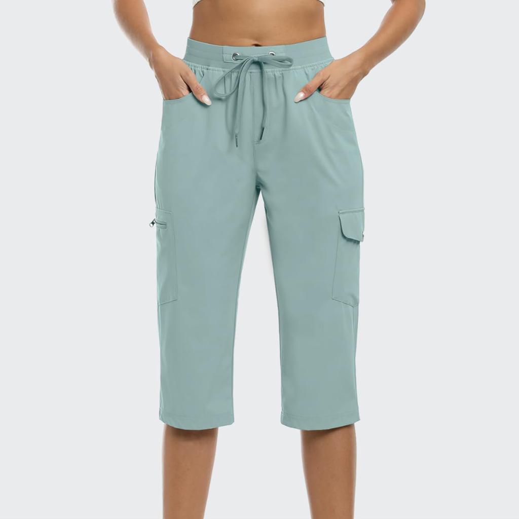 CapriPants for Women Lightweight Pants for Women Casual Summer Shorts with Zipper Pockets