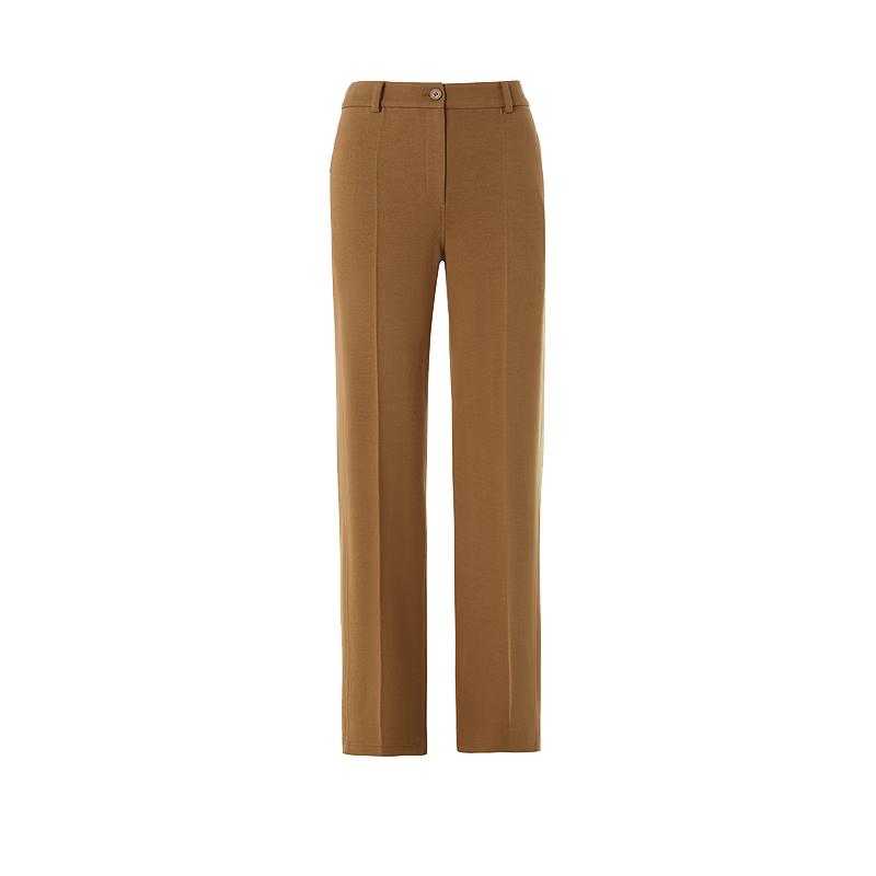 Langzi Women's Wool Blend Straight-Leg Commuter Trousers
