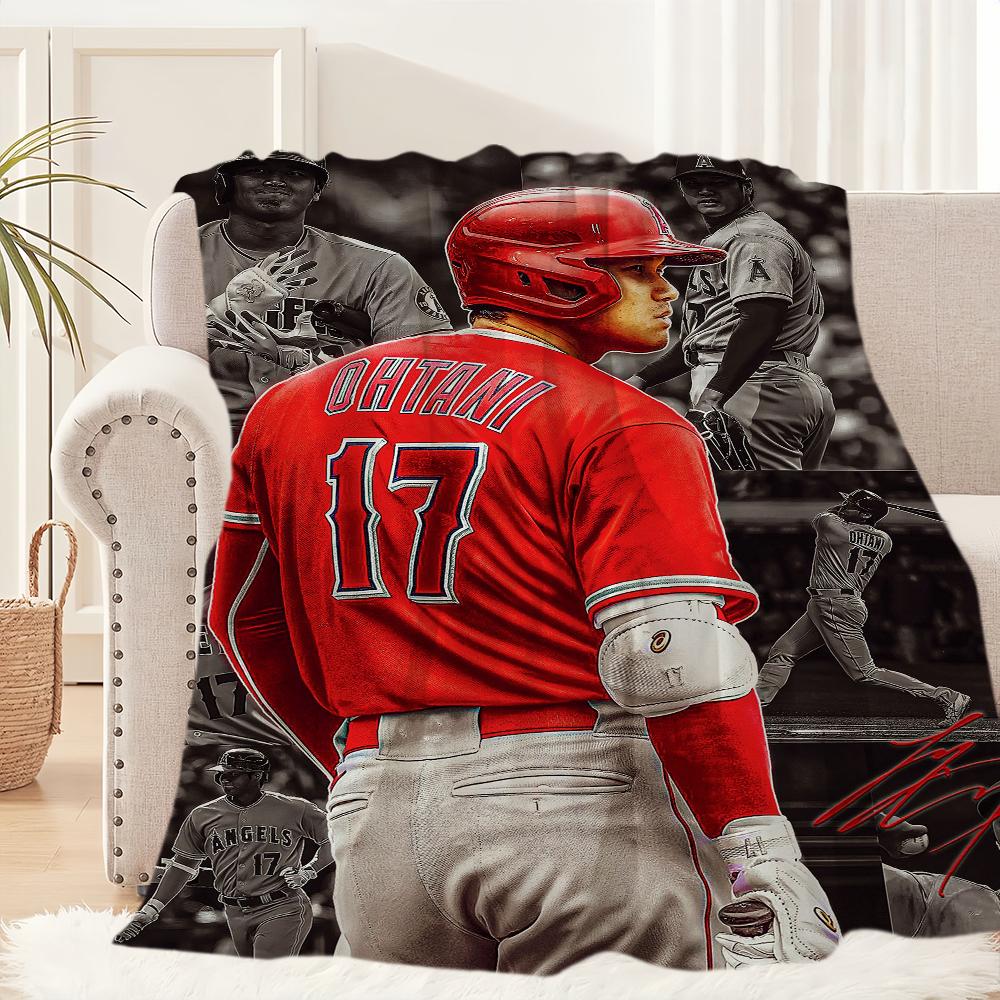 Baseballspieler Star Decke Plüsch Nickerchen S-Shohei Sofateppich für O-Ohtani Wohnzimmer Büro Schlafzimmer Geburtstag Zuhause Reise Kinder Geschenke