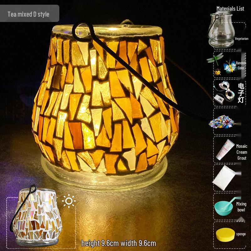 Glass Mosaic Candle Holder DIY Kit: Handmade Parent-Child Educational Toy for Children's Day