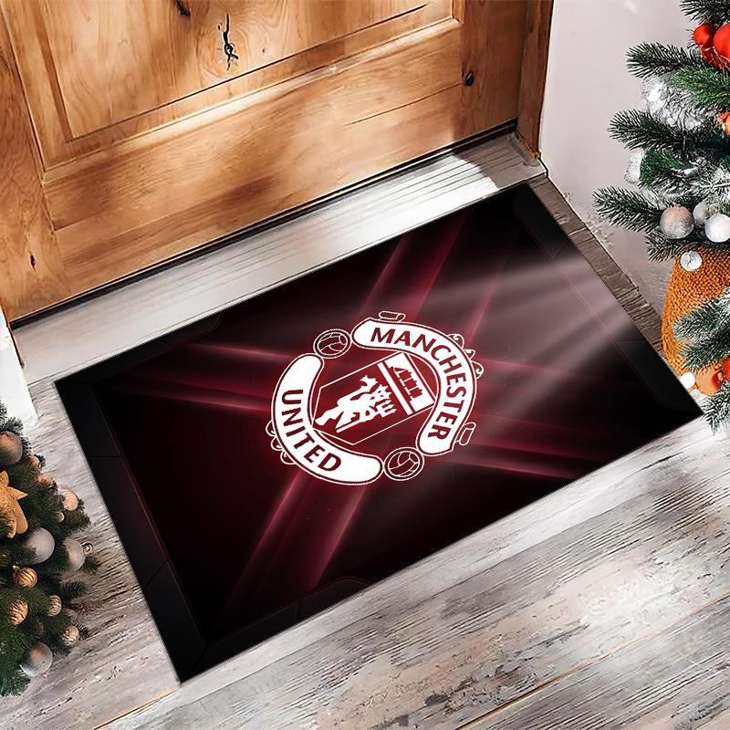 Manchester United FC Soccer Football Pattern Soft Area Rug Non Slip Indoor Floor Carpet Sports Decor Mat for Bedroom