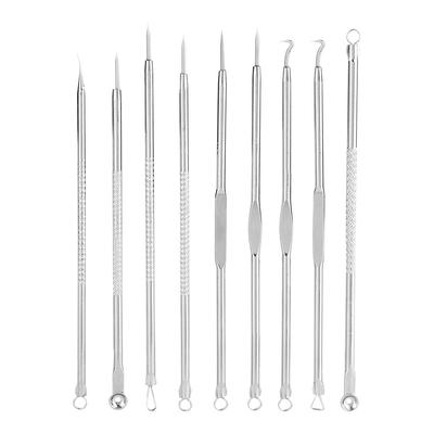 9Pcs Blackhead Extractor Set Stainless Steel Comedone Pimple Removal Face Cleaning Tool #01