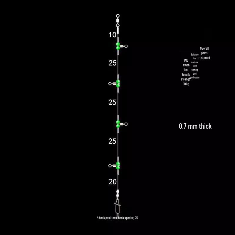 Luminous Swivel Leader Set with Bead Hook Rig for Sea Fishing