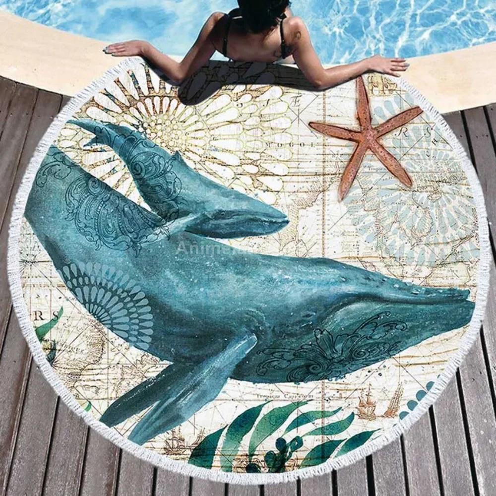 Black 3D Tiger Round Beach Towel Animal Theme Bath Towel Microfiber Fabric Size Swimming Travel Sport Adult Beach Towel
