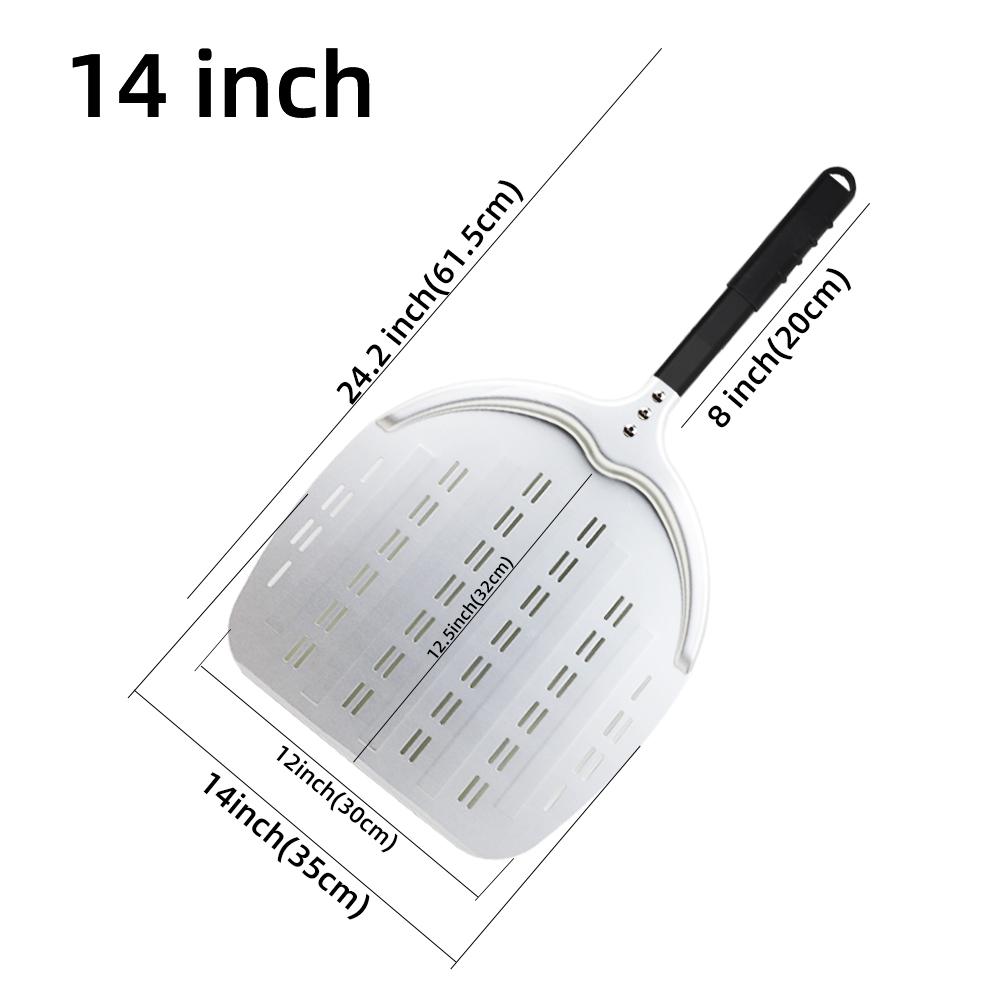 12 13 14Inch Pizza Peel Long Handle Turning Aluminum Pizza Turner Nonstick Baking Tool Perforated Paddle Kitchen Accessory