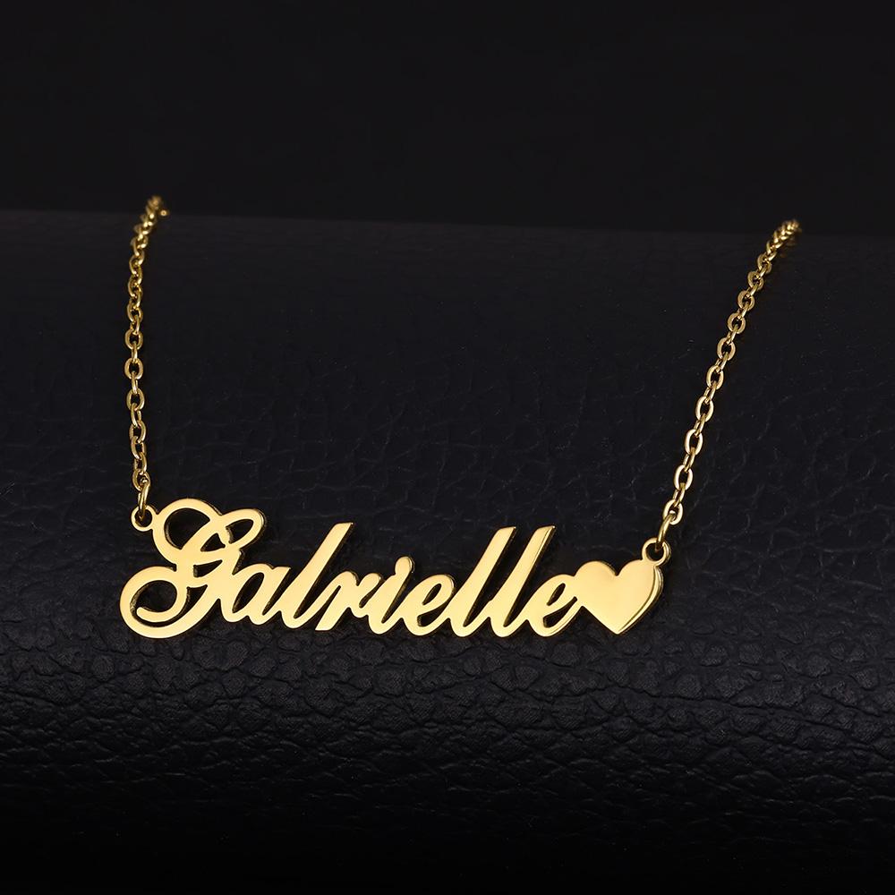 Collana Personalizzata DIY con Nome e Cuore per Donna Ragazza Colore Oro Acciaio Inossidabile Regalo Compleanno Anniversario Gioiello Mamma Personalizzazione