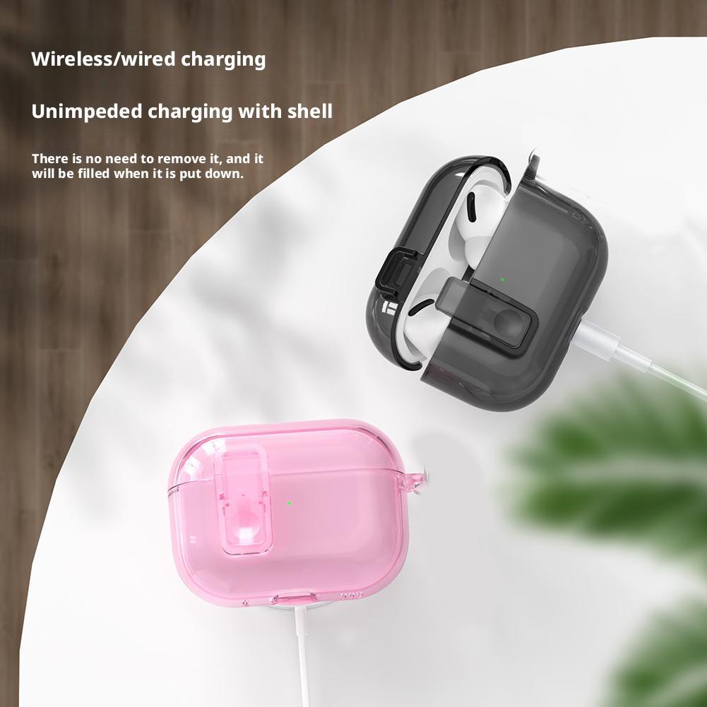Transparent Earphone Case For AirPods Pro 3 Unique Lock-on/off Design One-touch Automatic Flip-open Lid Clear Headphone Cover