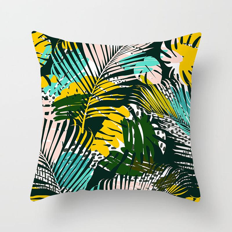 Summer Tropical Floral Cushion Cover Home Decor Office Sofa Pillowcase Green Plant Throw Pillowcase