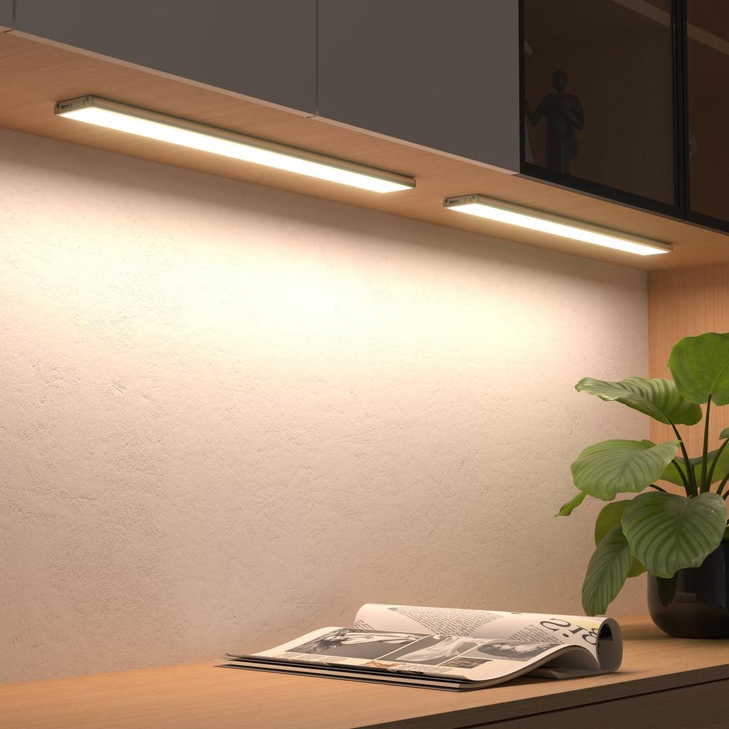 Quntis Rechargeable Cabinet Light, 40cm, Two-Piece, Automatic On, 2500mAh, Ultra-Thin, Indoor, Closet, Kitchen, Entryway, Staircase, Bedside, LED