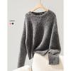 De Mana Women's Alpaca Blend Loose Fit Round Neck Sweater