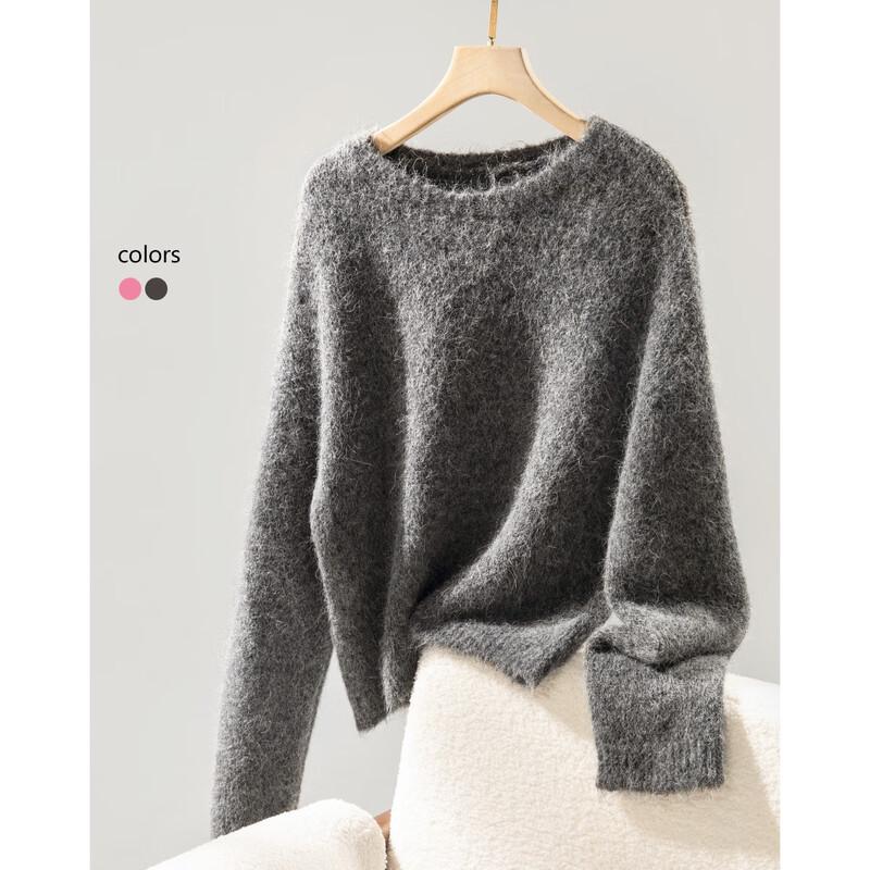 De Mana Women's Alpaca Blend Loose Fit Round Neck Sweater