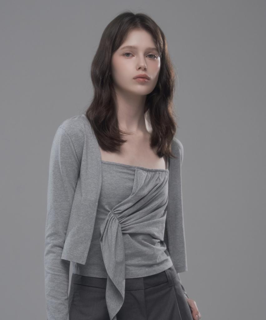 Mausolleum Nina Cardigan Top Set - Melange Gray