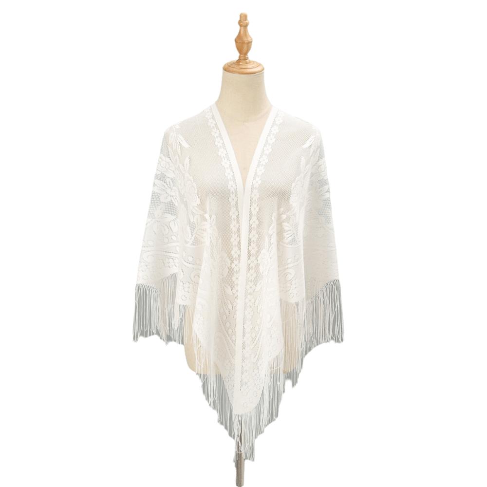 Wedding Accessories With Tassel Women Shawl Hollow Multicolored Evening Prom Cape Wedding Bridal Shawl Cosplay Fashion Scarf