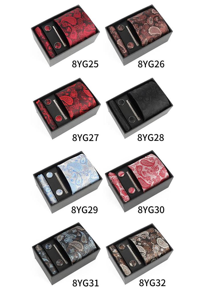 Heren Paisley Jacquard Stropdas met Cadeaubox - Elegante 8CM Cashew Design