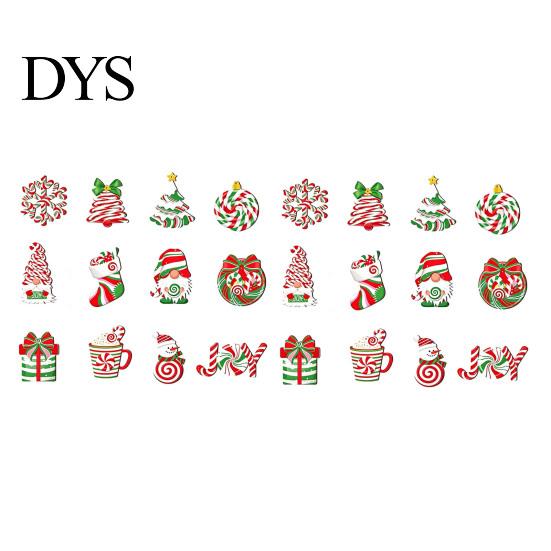 Handmade Wooden Ornaments for Holidays 12/24/36 Pcs Christmas Set, Red Green Striped Candy Cane Tree Country Style Decorations, Xmas Hanging