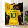 Brazil Soccer Star No. 10 Shirt Design Patterned Flannel Blanket Perfect for the Bedroom Living Room, Sofa, or a Little Nap