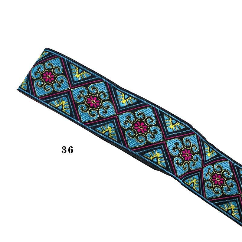 Cinta de Pasamanería Bordada Jacquard de Encaje Étnico para Adorno de Borde de Cuello de Vestimenta de Ropa Nacional Tradicional de Bricolaje de 5 cm